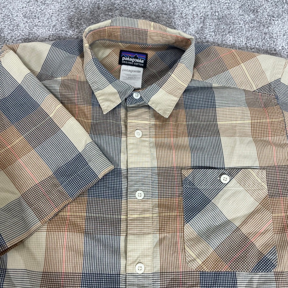 Patagonia Button Down Shirt Mens Medium Go To Organic Cotton Plaid Lightweight